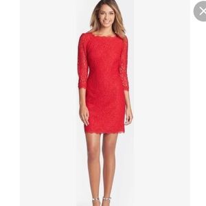 Adriana Papell Red Lace Cocktail Dress 16